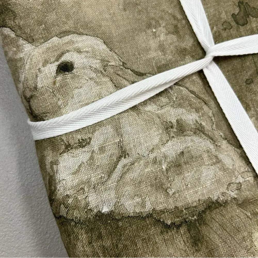 Williams Sonoma Volaille Tablecloth 100% Linen 70 x 108 Animals Rabbit Ducks NWT